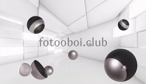 коридор, шары, 3д, 3d, стереоскопические
